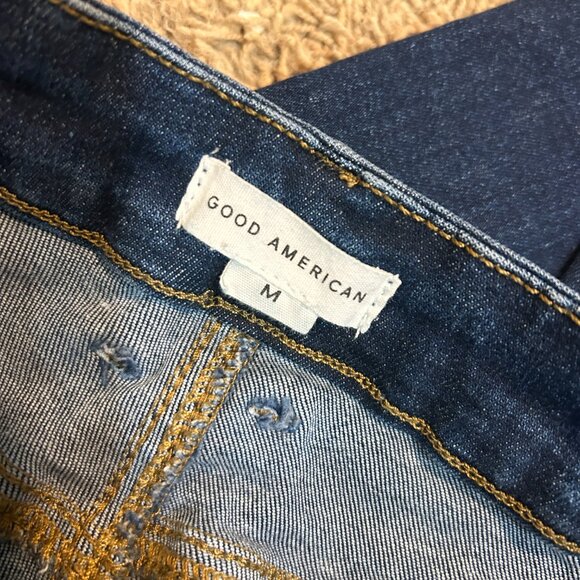 GOOD AMERICAN Pull on Flare Jeans in Women's Size Medium Dark Wash Stretchy - Picture 5 of 6